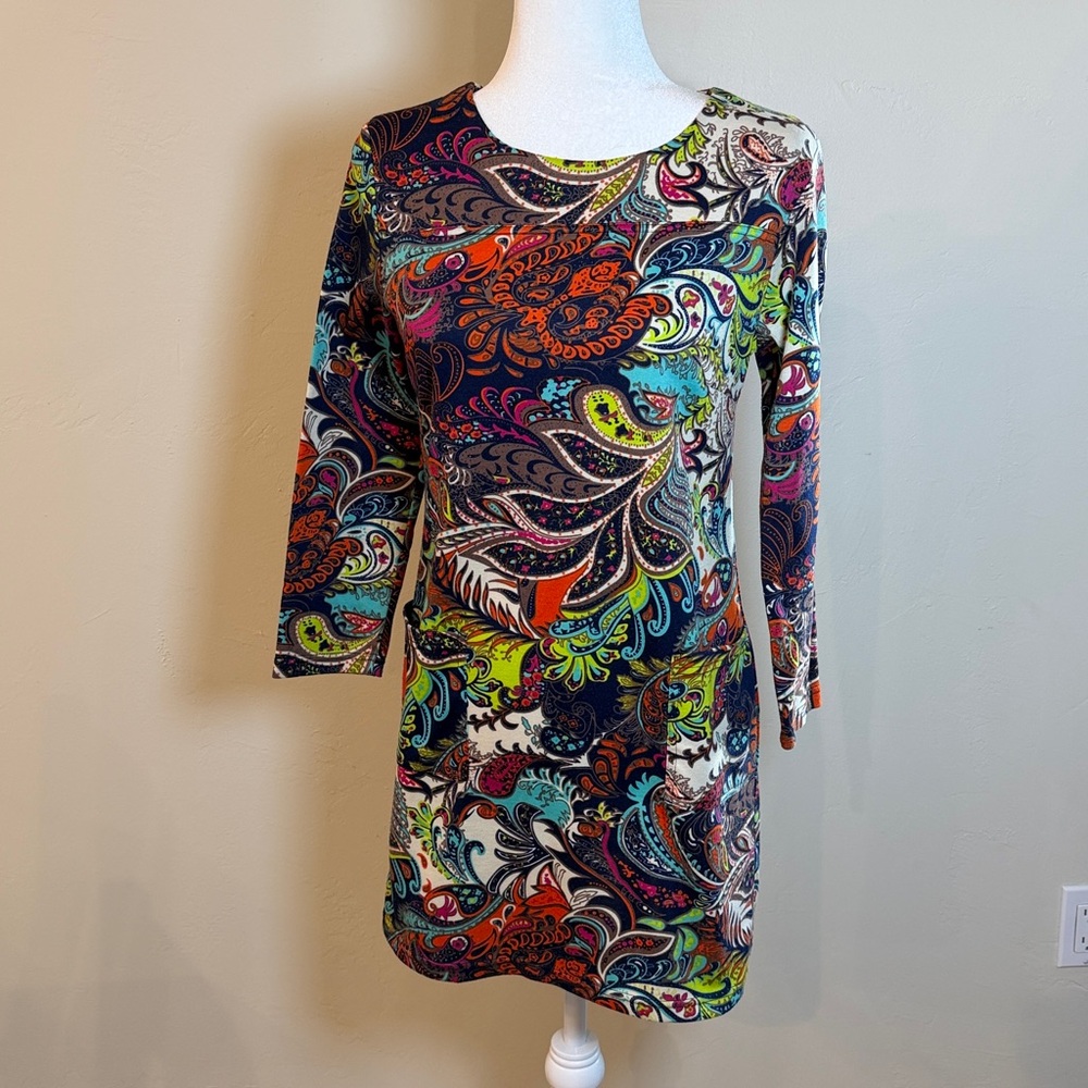 Meiling Fashion Women’s Colorful Paisley Long Sleeve Dress Medium